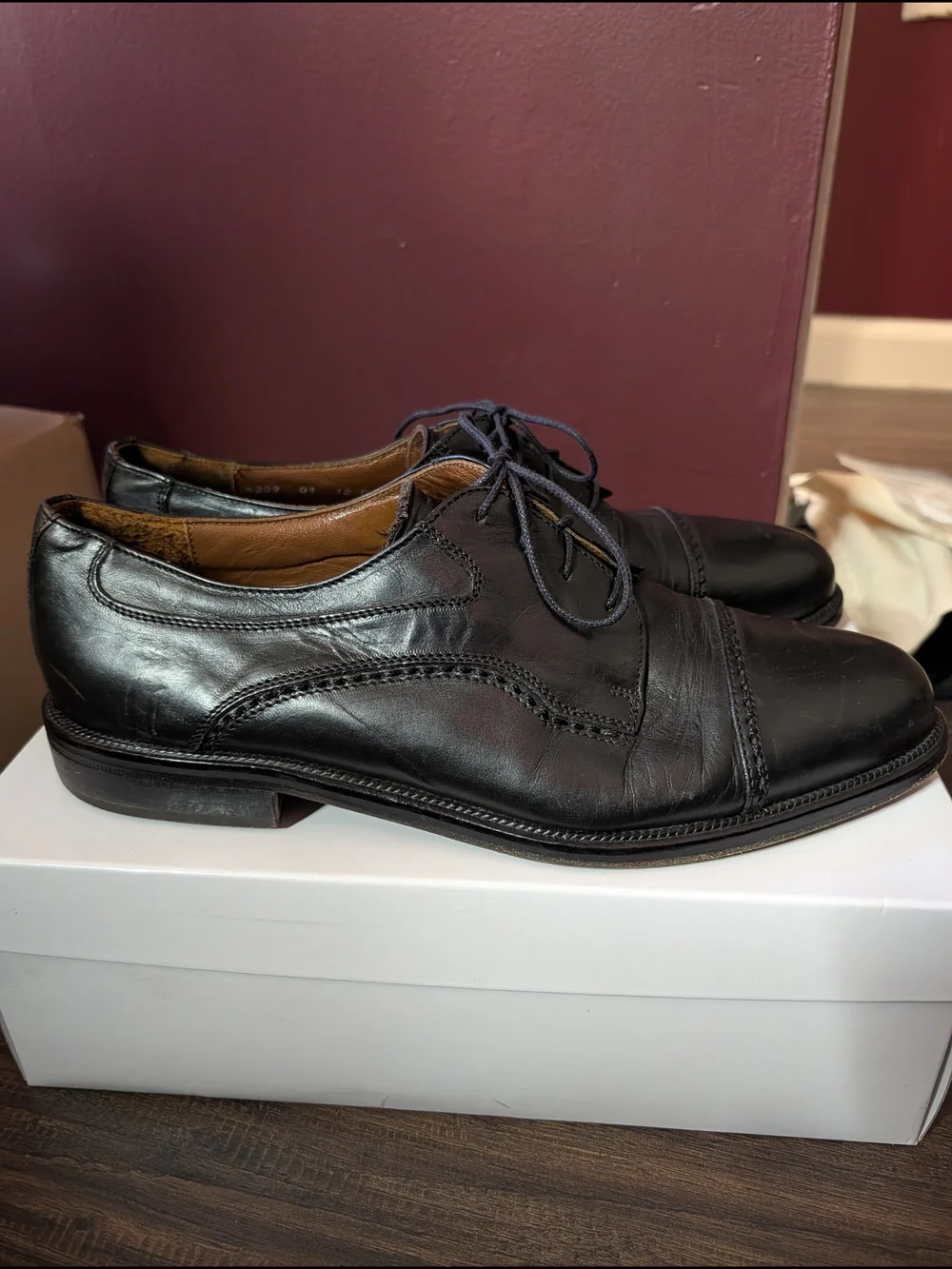 CABLE & CO. Men's Italian Black Leather Lace-Up Brogue Derby Dress Shoes 12D